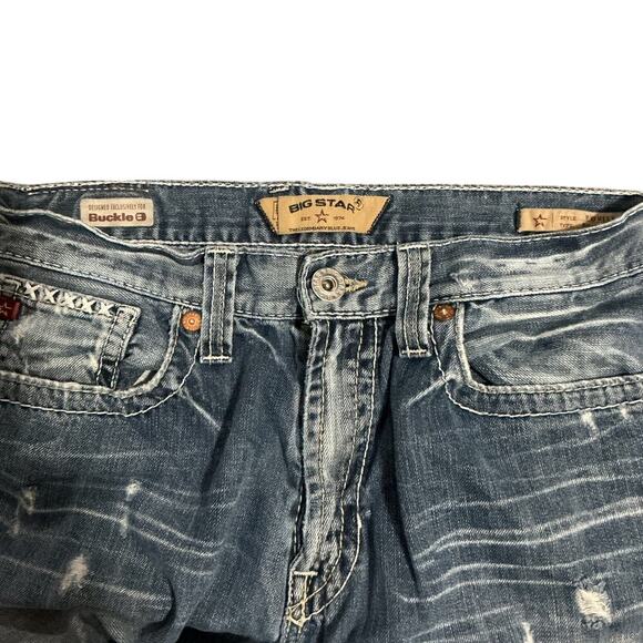 Big Star Pioneer Bootcut Distressed Jeans Men’s 32S Blue Denim - Picture 11 of 14